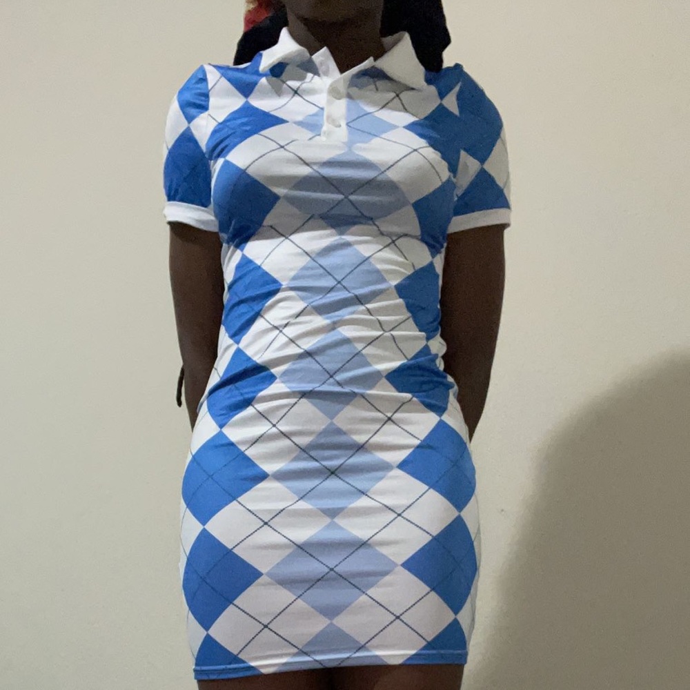 Argyle Pattern Polo Neck Dress